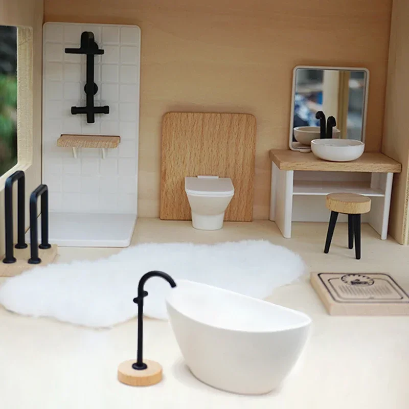 1/12 Simulazione casa delle bambole Lavabo Vasca WC Modello Liberamente combinato Decorazioni per il bagno Casa delle bambole Accessori per mobili in miniatura