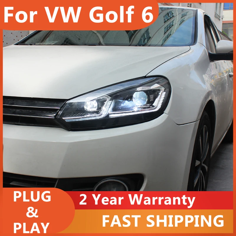 

Фара для VW Golf 6, 2010-2012 гольф 6, головной светильник DRL, указатель поворота, линза проектора ближнего и дальнего света