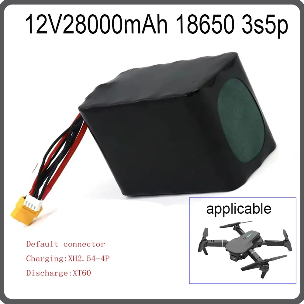 

applicable KLUOSI High Capacity 12V Li-ion Battery 18Ah 3S5P for UAV RC Airplane Quadrotor with XH2.54-4P XT60 Connector