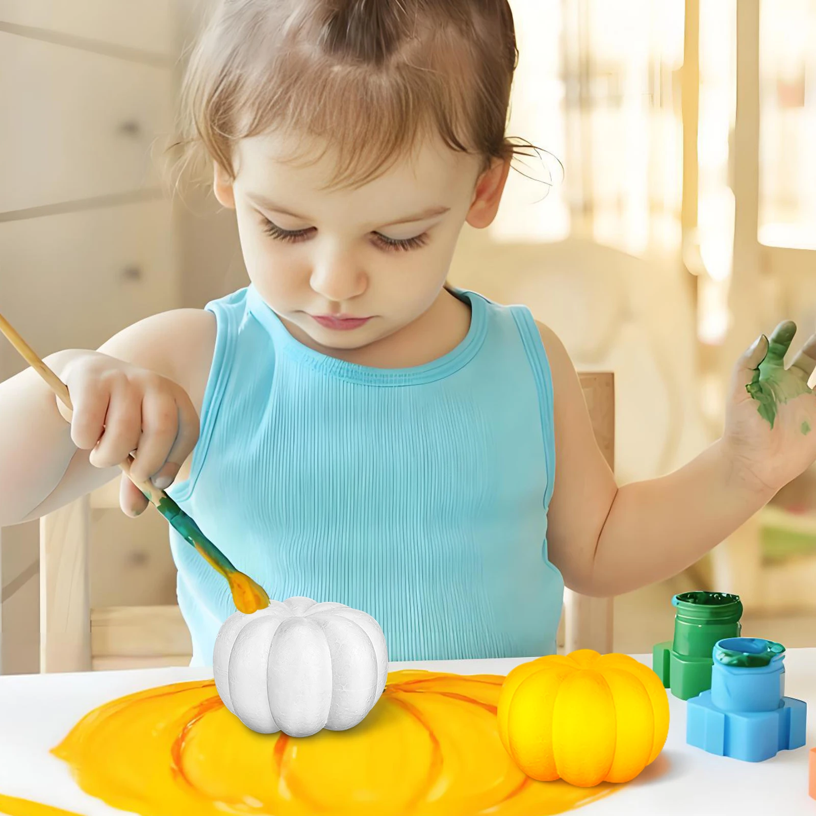 

8Pcs Foam Pumpkins for Family Bonding Craft Time Fun Shape Recognition Color Learning Kit for Preschoolers Early