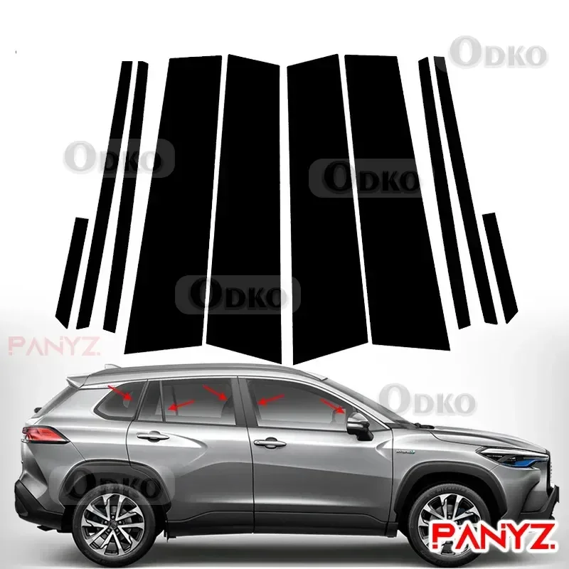 

10 шт., накладки на окно, стойки, декоративные наклейки для Toyota Corolla Cross 2020 2021 2022 2023, углеродное волокно