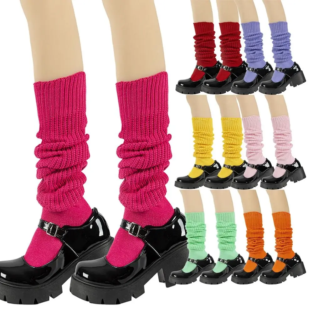 Washable Chunky Slouch Socks Warm Extra Long Leg Warmers Knee High Multicolor Women's Scrunch Socks Boots