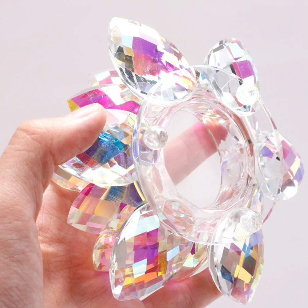 Lotus Shaped Crystal Nail Art Cup Premium Transparent Manicure Liquid Powder Mixing Bowl for Acrylic Nails Reusable Pen Wash