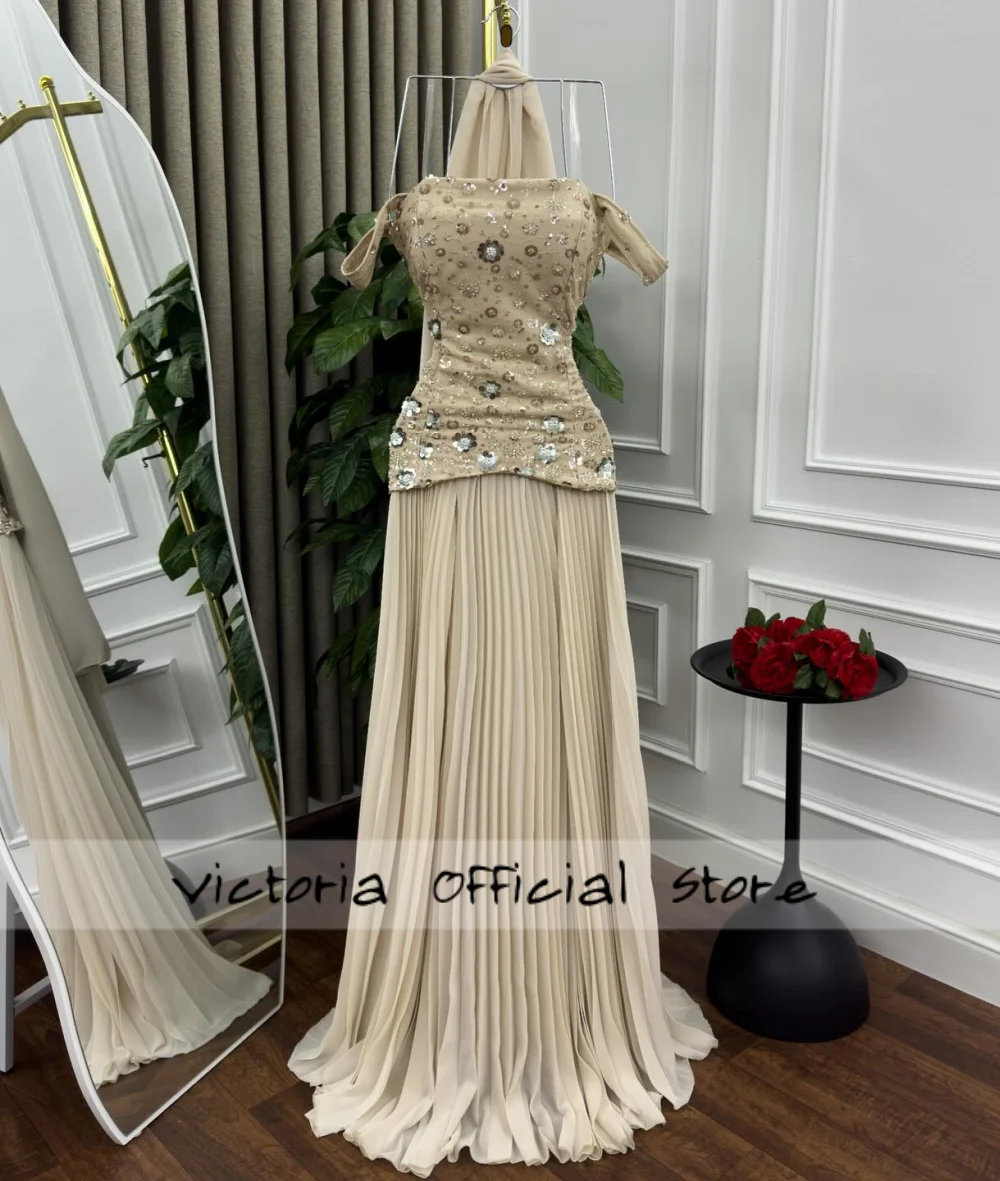 Gitter Vestidos de noche de Dubai de manga tres cuartos 2025, vestido de novia hasta el suelo, vestido de fiesta, vestido formal personalizado