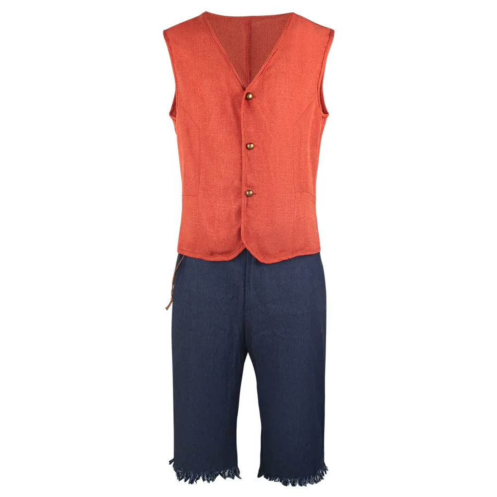 الرجال تأثيري سترة فيلم القراصنة الملك لoween أداء زي النسخة الحقيقية لوفي زي الحمار قبعة مرحلة الأداء Clo...