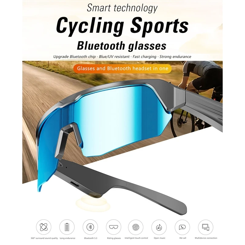 Multi-functional Bluetooth Smart Glasses Anti-Ultraviolet Sports Sunglasses for Running Mountain Climbing  Cycling