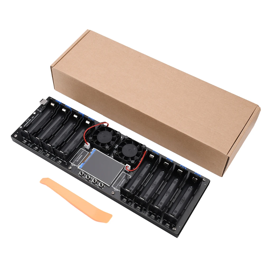 8 Channel 18650 Lithium Battery Capacity Tester DC Port 2.4-inch Color Screen Digital Battery Power Detector Module