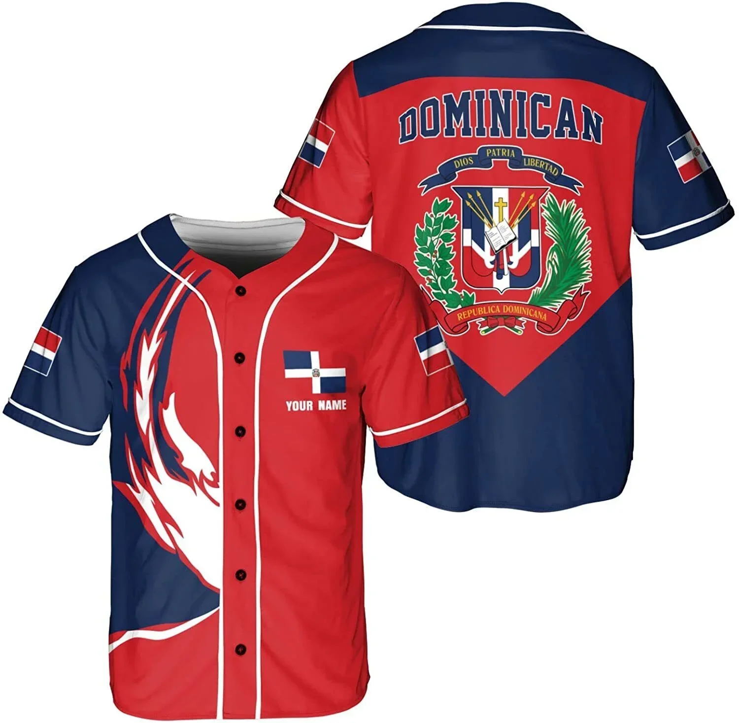 World Baseball Dominican Republic 3D Print Mesh Fiber Baseball Jersey Shirt Tops Tee Men Streetwear Short Sleeve Sport Tracksuit