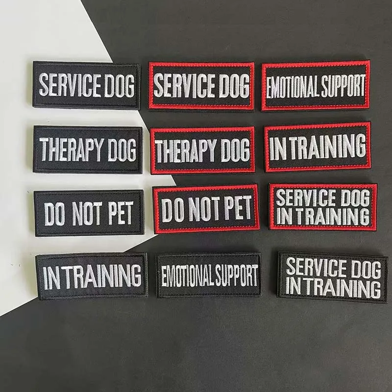 Service Therapy Dog In Training Emotional Support Fabric Stickers Embroidered Hook Loop Patch,Tactical Morale Badges for Vest