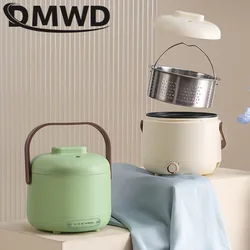 DMWD 1.7L Multifunctional Electric Rice Cooker Hotpot Skillet Soup Porridge Stew Shabu Non-stick Ceramic Pot Food Meal Steamer