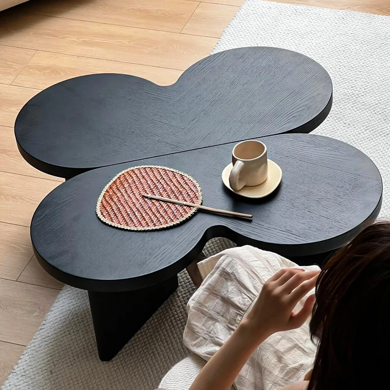 طاولة القهوة على شكل فراشة، شقة منزلية صغيرة، طاولة شاي من الخشب الصلب القديم، طاولة قهوة فاخرة من خشب الرماد #1