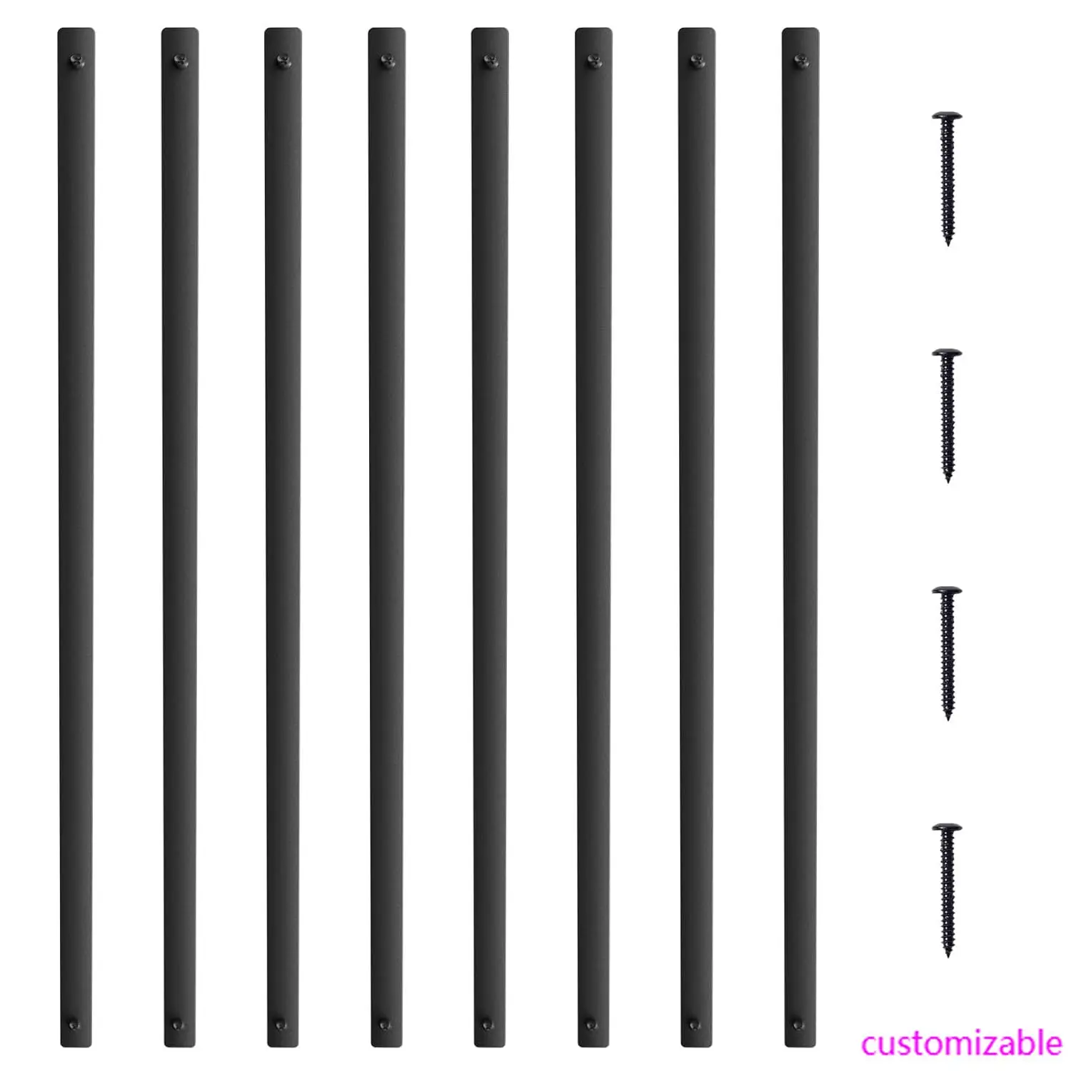 บันไดโลหะ Balusters,29.5 ''x 1'' อลูมิเนียมแบนตกแต่ง Banister Spindles, 51 Pack Deck Baluster พร้อมสกรู