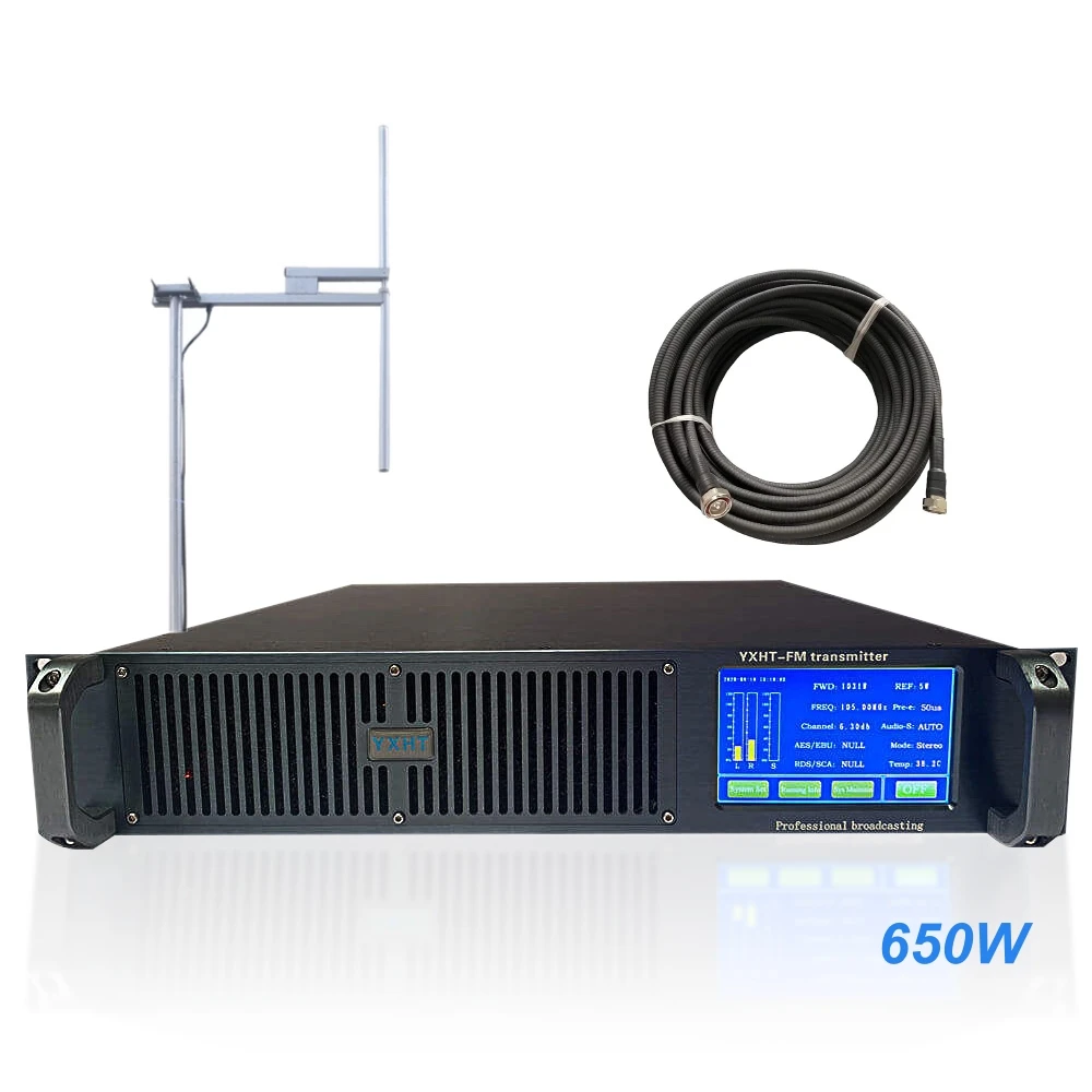 

YXHT-2, 650W FM Transmitter + 1-Bay Antenna + 30 Meters Cable Total 3 Equipments For Radio Station