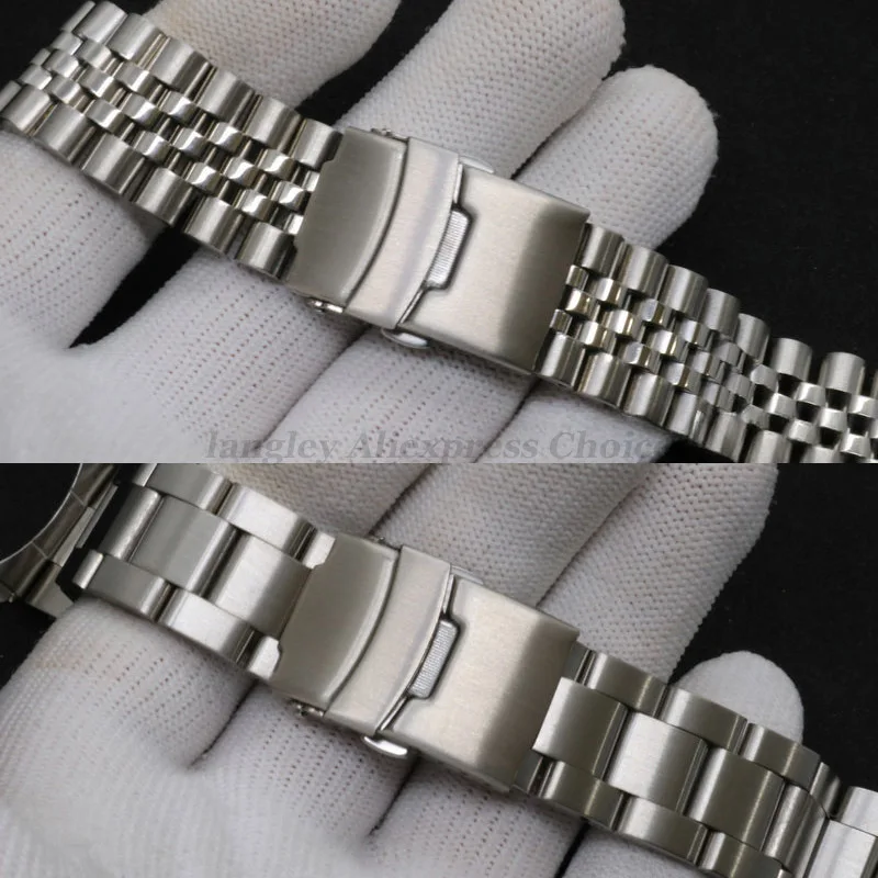 Curved End 316L Stainless Steel Straps for Seiko SKX007 SKX009 Bracelet for Jubilee Oyster 20mm 22mm Solid Folding Buckle Bands