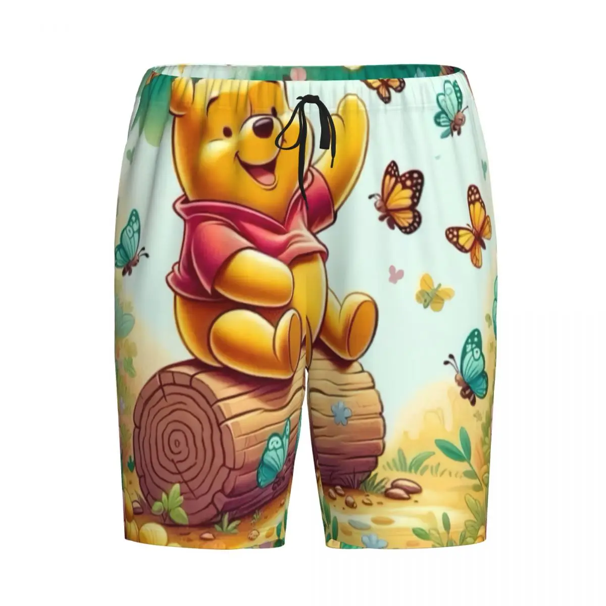 Benutzerdefinierte lustige Cartoon Winnie The Pooh Pyjama Shorts Nachtwäsche für Männer elastischen Bund Schlaf Lounge kurze Pjs mit Taschen