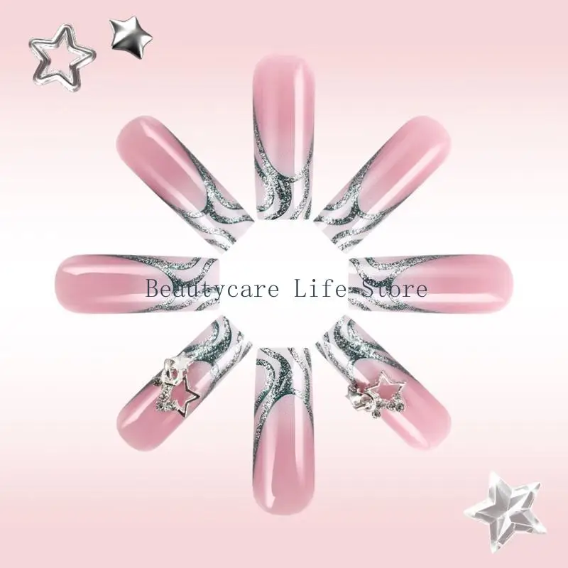 652C 24 pezzi ballerinas False Star Star Artificiale chiodo artificiale unghie Glittering Pressa unghie con