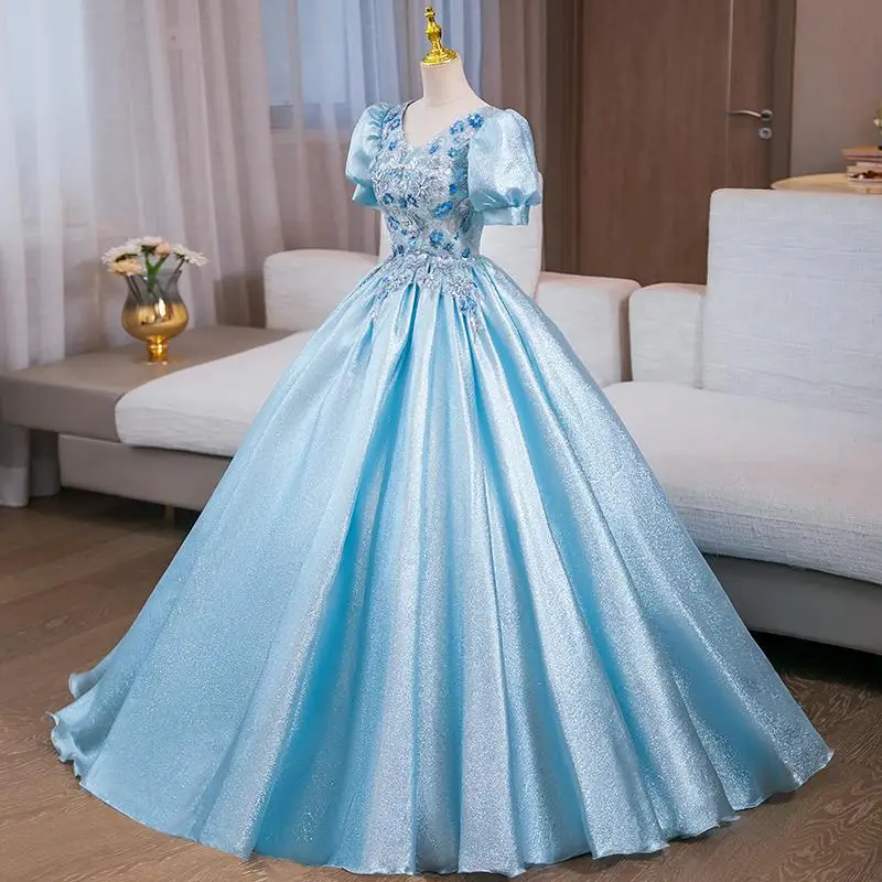 Customized Ball Gown Quinceanera Dresses Appliques Puff Sleeves Prom Birthday Party Gowns Formal Vestido De Anos Sweet 16