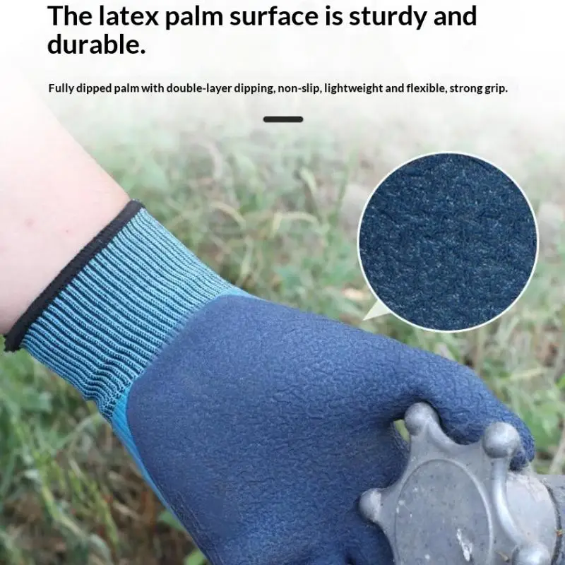 1 Paar öl- und wasserabweisende, rutschfeste, wasserdichte Handschuhe, mit Nitril beschichtete Arbeitshandschuhe für Gartenarbeiten, Reparaturen, Angeln und Sicherheitsarbeiten. – Detail 5