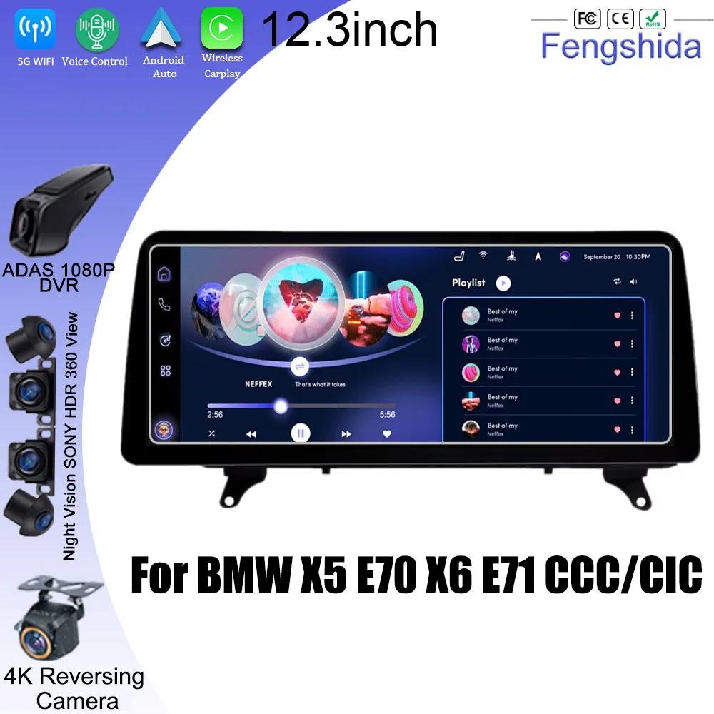 

Wireless CarPlay For BMW X5 E70 X6 E71 2007-2013 CCC CIC System Android Auto Navigation GPS 4G WIFI Car Multimedia Player NO DVD