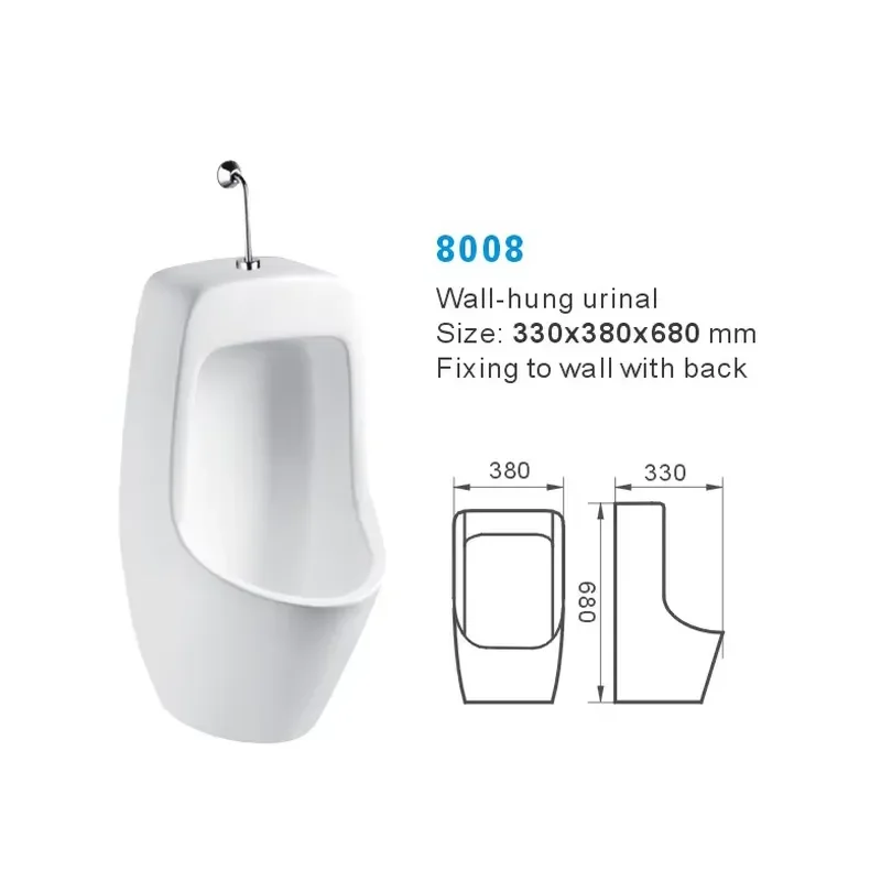 Modern Durable Ceramic Wall Mounted Urinal Easy Clean Gravity Flush Suitable for Hotels Villas Resorts and Commercial