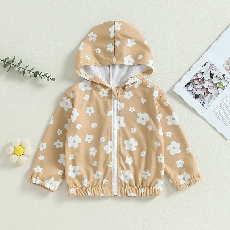 2023-06-11 Lioraitiin 0-24M Infant Baby Girls Hoodie Long Sleeve Hooded Flower Print Zip-up Sweatshirt Fall Jacket