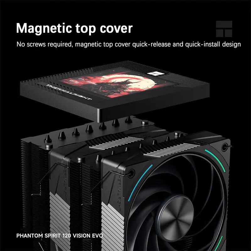 مبرد وحدة المعالجة المركزية Thermalright Phantom Spirit 120 VISION ثنائي المروحة مع شاشة IPS LCD مقاس 3.95 بوصة يدعم LGA1851/1700 AMDAM5