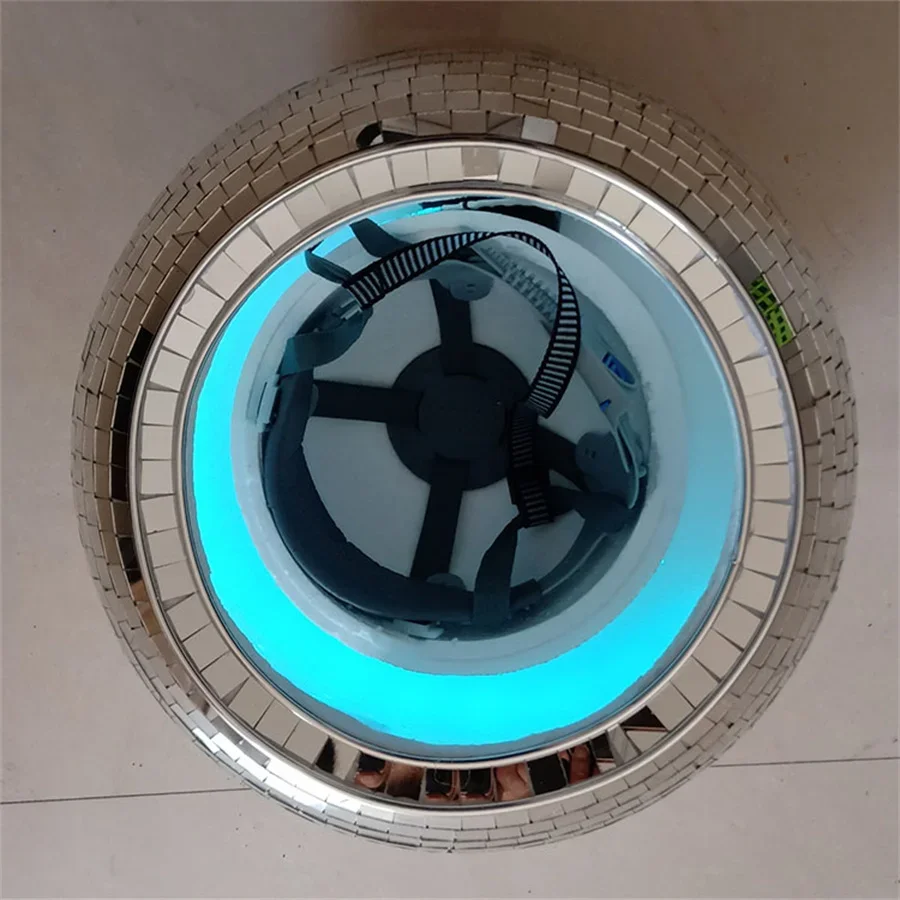 Ouro bola de discoteca capacete máscara espelho óculos metálico cosplay capacete do motor boate bar festa desempenho headwear palco prop