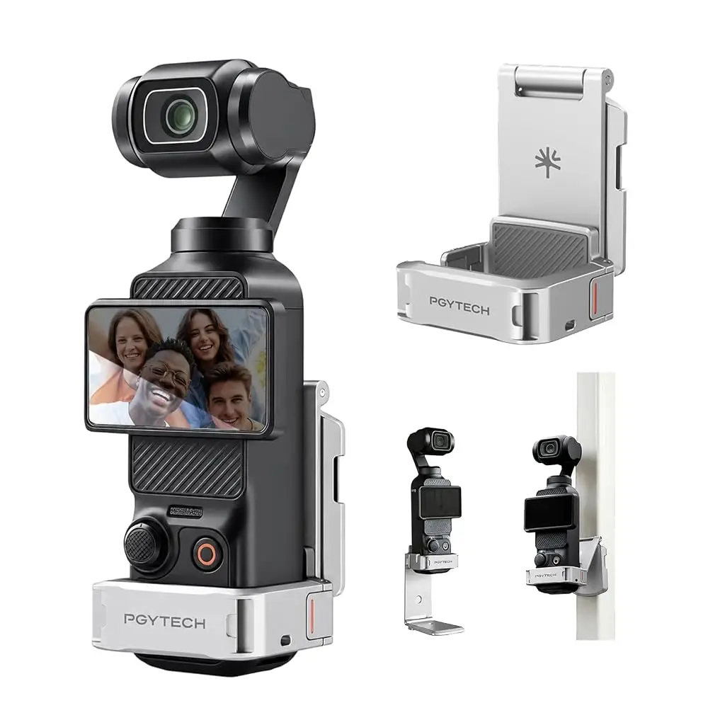 PGYTECH Magnetische Uitbreidingsadapter Frame voor DJI Osmo Pocket 3, Dubbelvouwbare Stand met Arca-Swiss & Cold Shoe Bevestiging