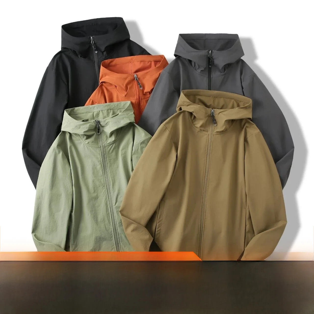 Outdoor Men's Casual Lightweight Jacket Hooded Standard Fit Nylon PU Leather 3D Trim Windproof Waterproof Versatile Lightweig...