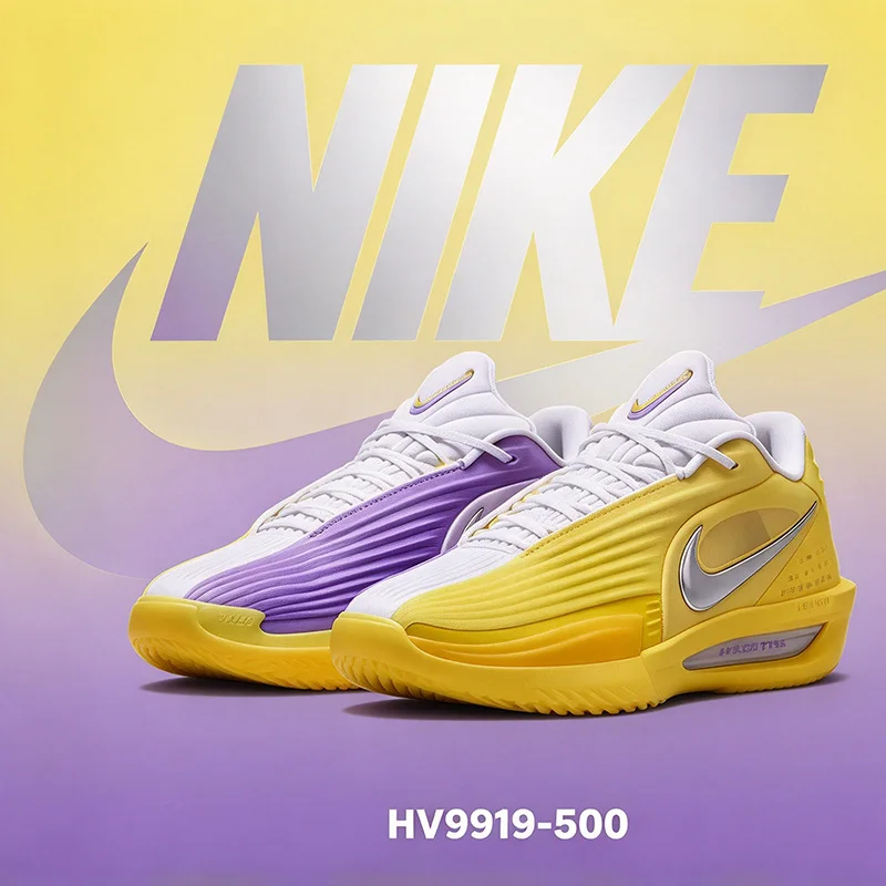 Nike Men's G.T. Cut 3 Cushioning and Durability Low Top White, Yellow and Purple Basketball Shoes HV9919-500