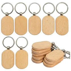 20 Pcs Blank Wooden Tag Key Diy Wood Keychains Key Wood Engraving Blanks