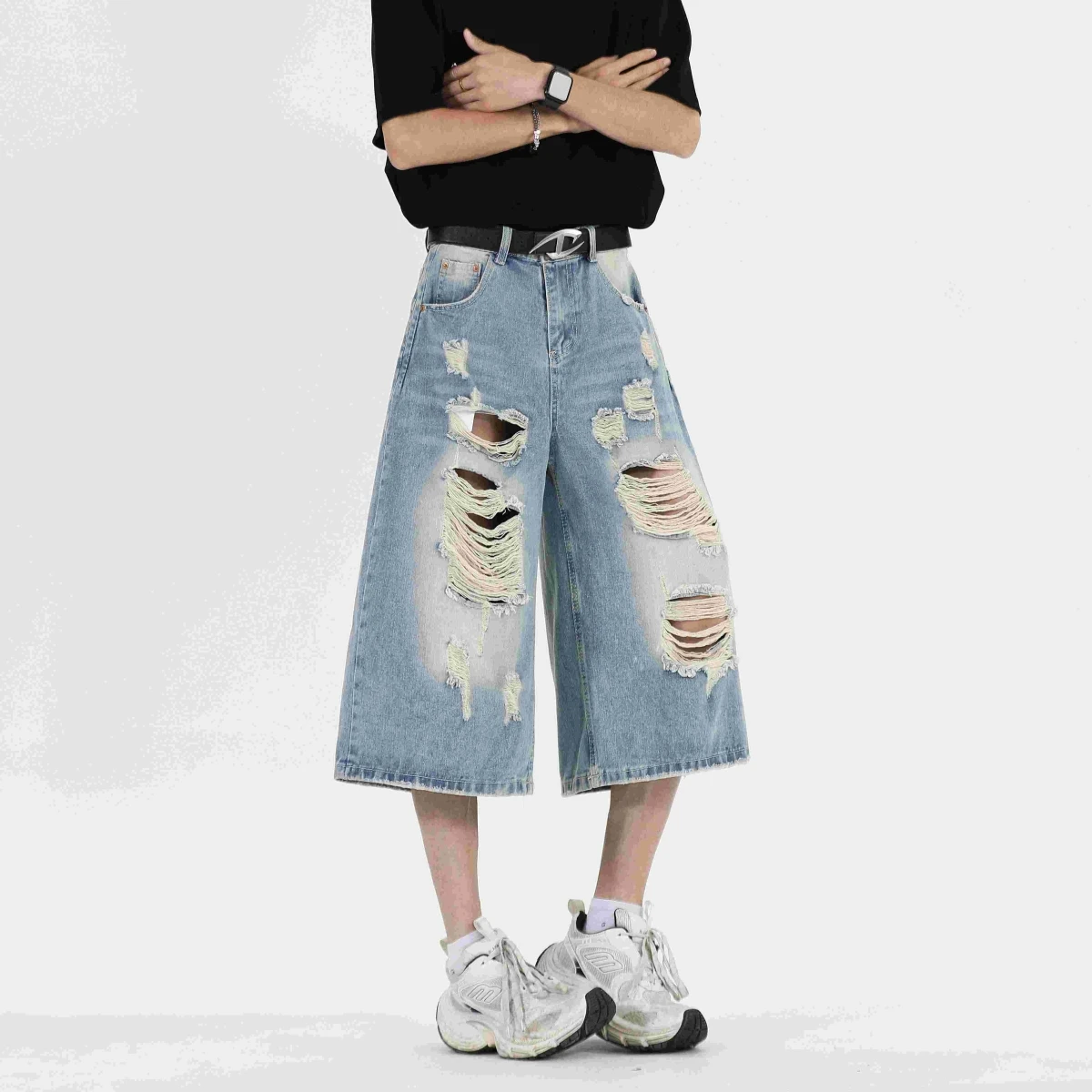 

Retro Design Men's Loose Straight Leg Jeans orts Summer New Sle Wide Leg ort Pants Youthful Casual Cotton Polyester Blend