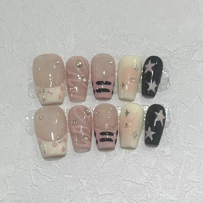 Unhas falsas unhas falsas cobertura completa imprensa em unhas diy puro artesanal removível reutilizável blush conjunto