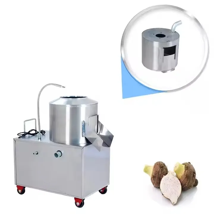 

Commercial Automatic Stainless Steel Vegetable Peeling Cleaning Machine 450kg/h Output for Potatoes Taro Fruits Garlic Flour