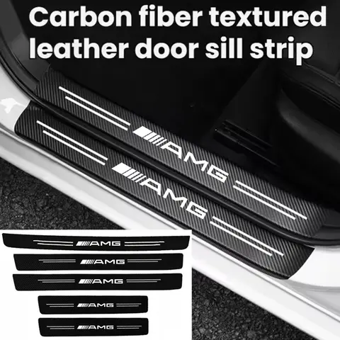 Car Door Plate Carbon Fiber Threshold Protector Sticker Decals For Mercedes Benz AMG W203 W204 W205 W211 W463 Car Accessories