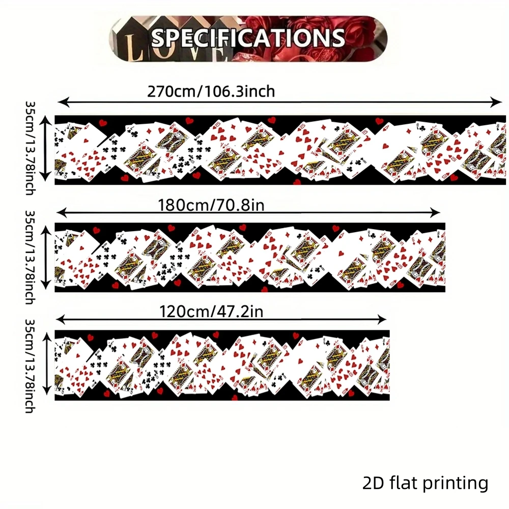 Poker Card Theme Table Runner Tablecover Poker Night Party Decoration Poker Card Birthday Party Supplies Home Dining Table Decor view 3