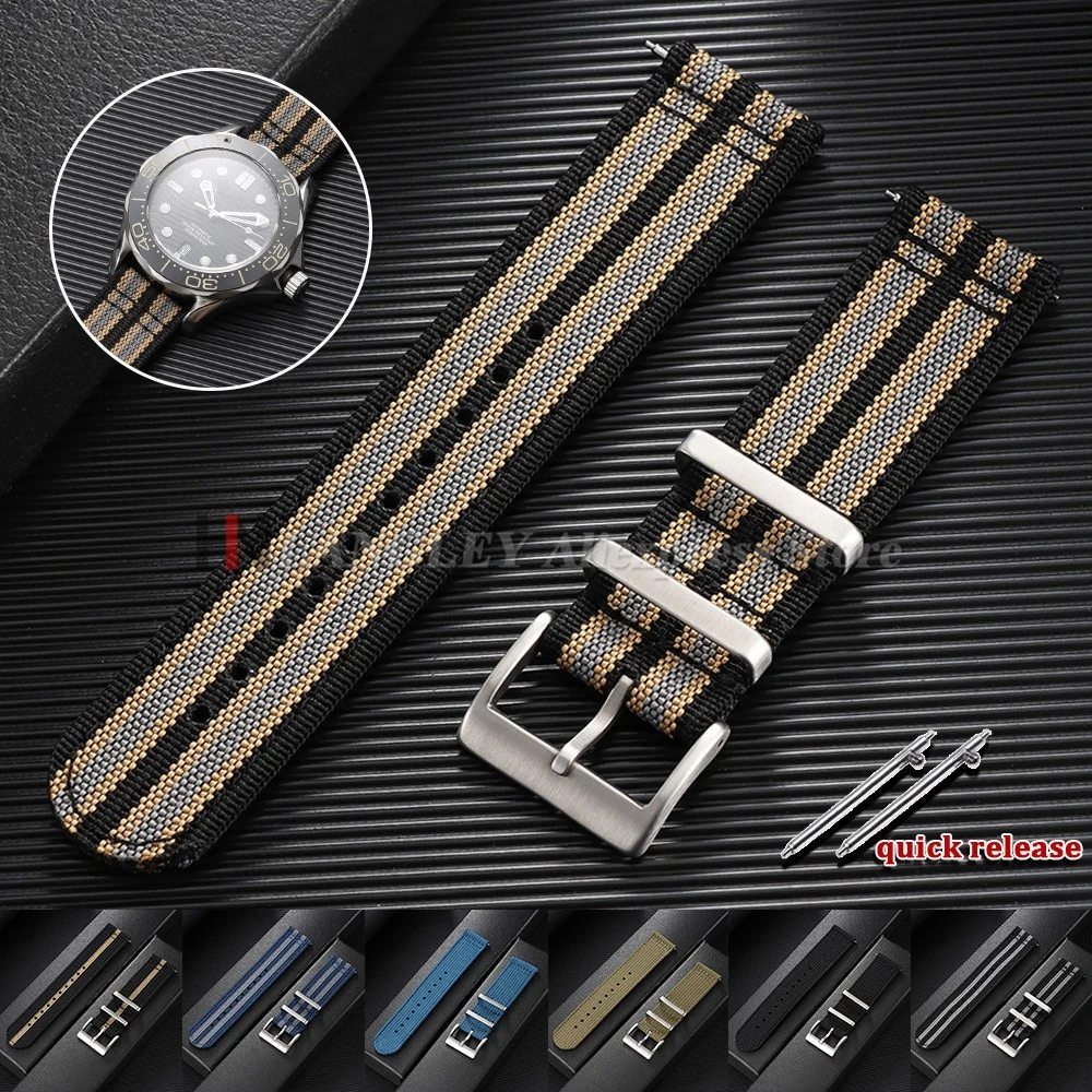 20mm 22mm Quick Release Nylon Strap for Omega for Tudor WatchBand Canvas Fabric Band for Casio Men Women Sport Military Bracelet