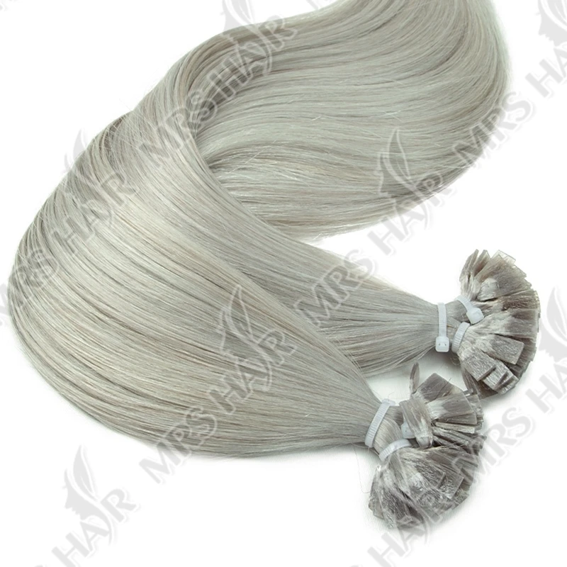 Estensioni dei capelli umani con punta piatta personalizzata alla cheratina Capelli Hot Fusion 12 16 20 pollici ARGENTO Grigio cenere Biondo 50 fili 30-50 g/pacco