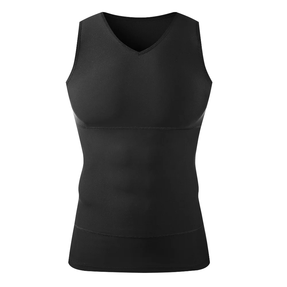 Imagen 6: Chaleco Moldeador para Hombre con Cuello en V, Camiseta Ajustada de Doble Capa para Control de Abdomen, Chaleco Deportivo Ajustado para Ejercicio