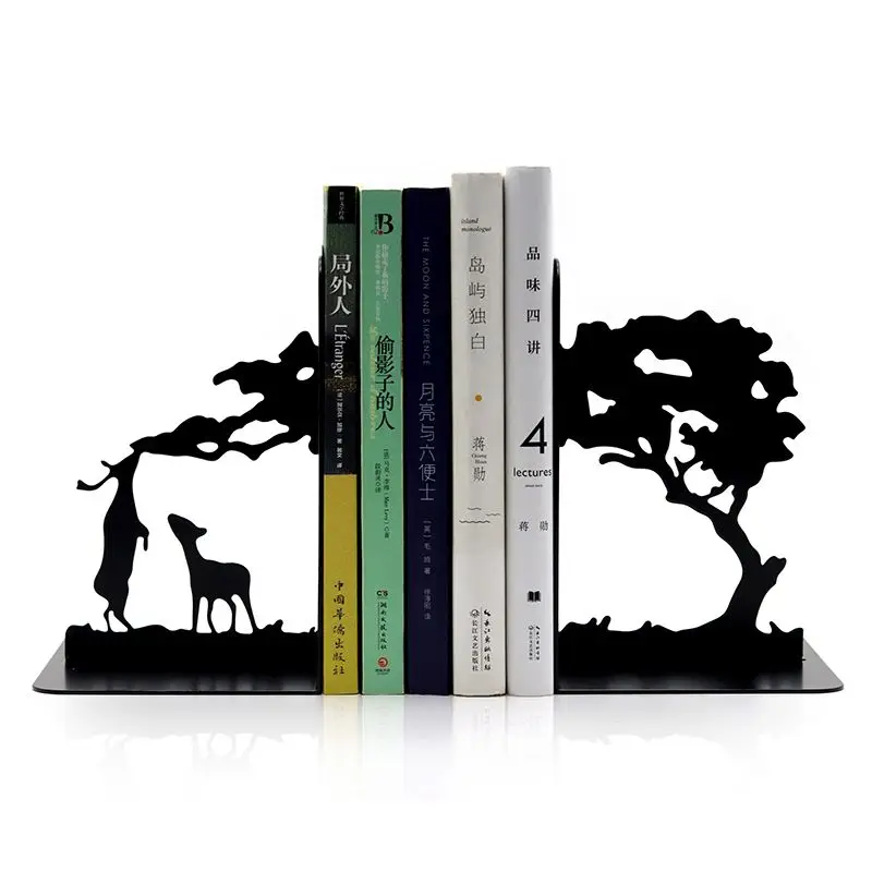 Large Stylish Premium Metal Bookends Creative Hollow-out Art Scenery Book Stands Creative Gift Non-Slip Bookends Book Support