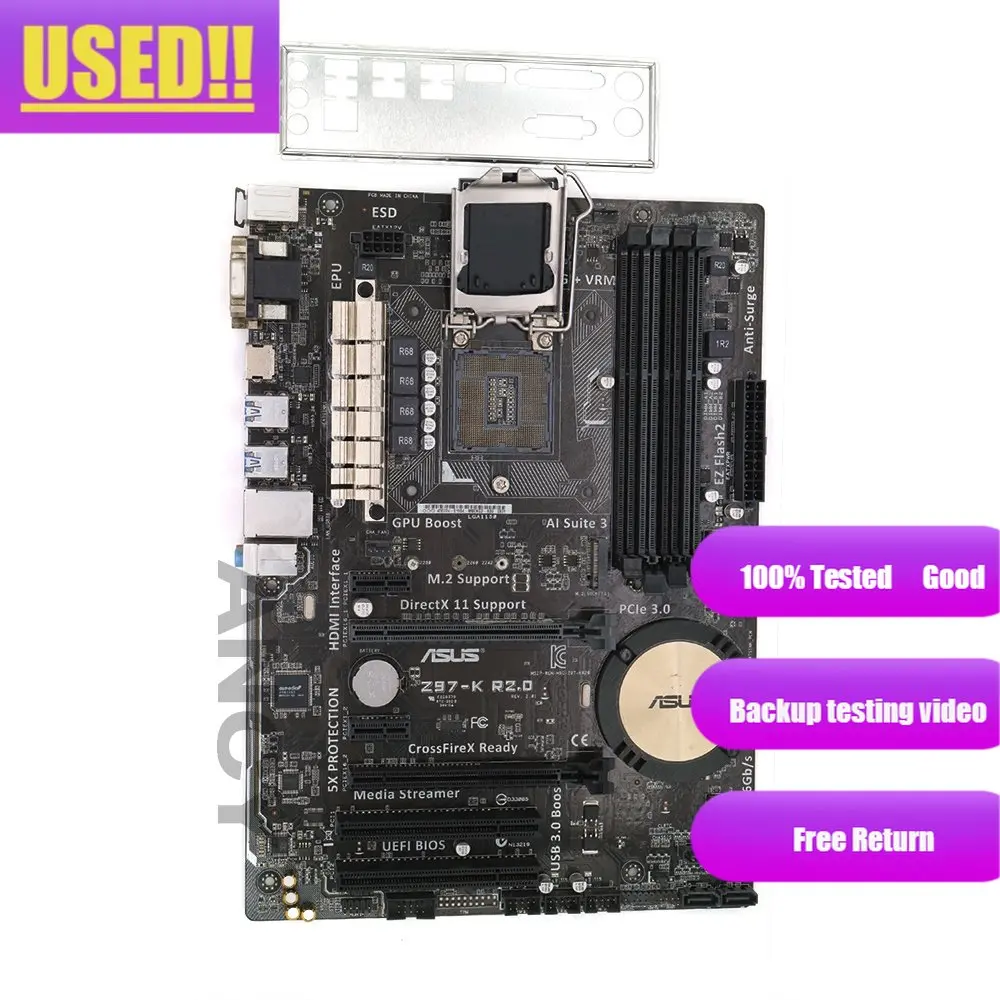 Imagem -02 - Asus Z97-k R2.0 Desktop Placa Mãe Z97 Soquete Lga 1150 i7 i5 i3 Ddr3 32g Sata3 Atx