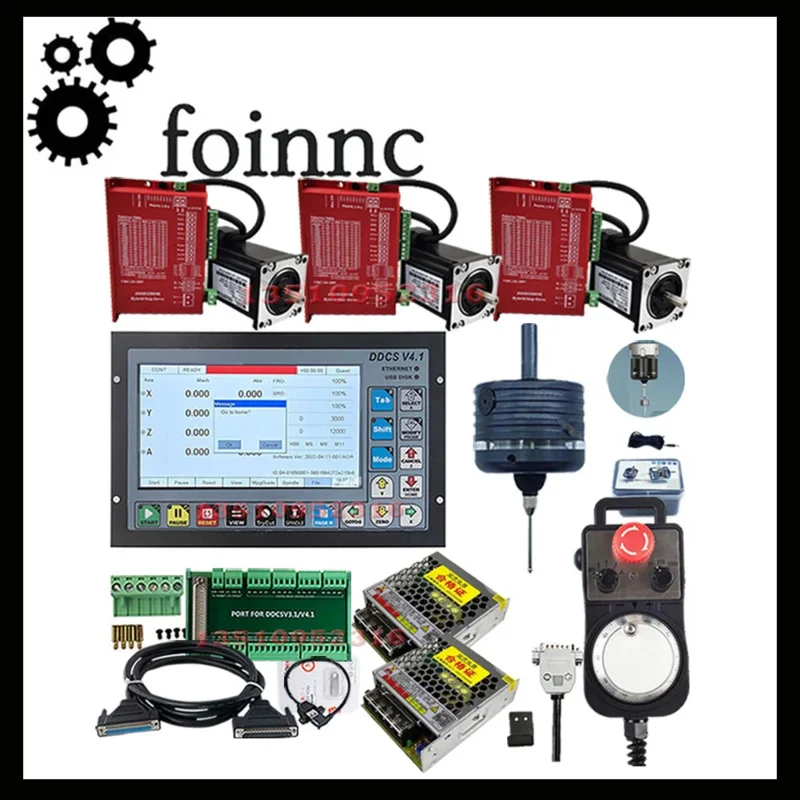 Ddcsv4.1 3 Axis Cnc Independent Controller Offline Control System Nema23 Hybrid Servo Motor Kit 3d Edge Finder E-stop Mpg 75w24v