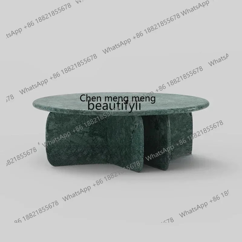 ss8350 French minimalist natural travertine coffee table medieval living room home high-end art wabi-sabi wind marble small tabl