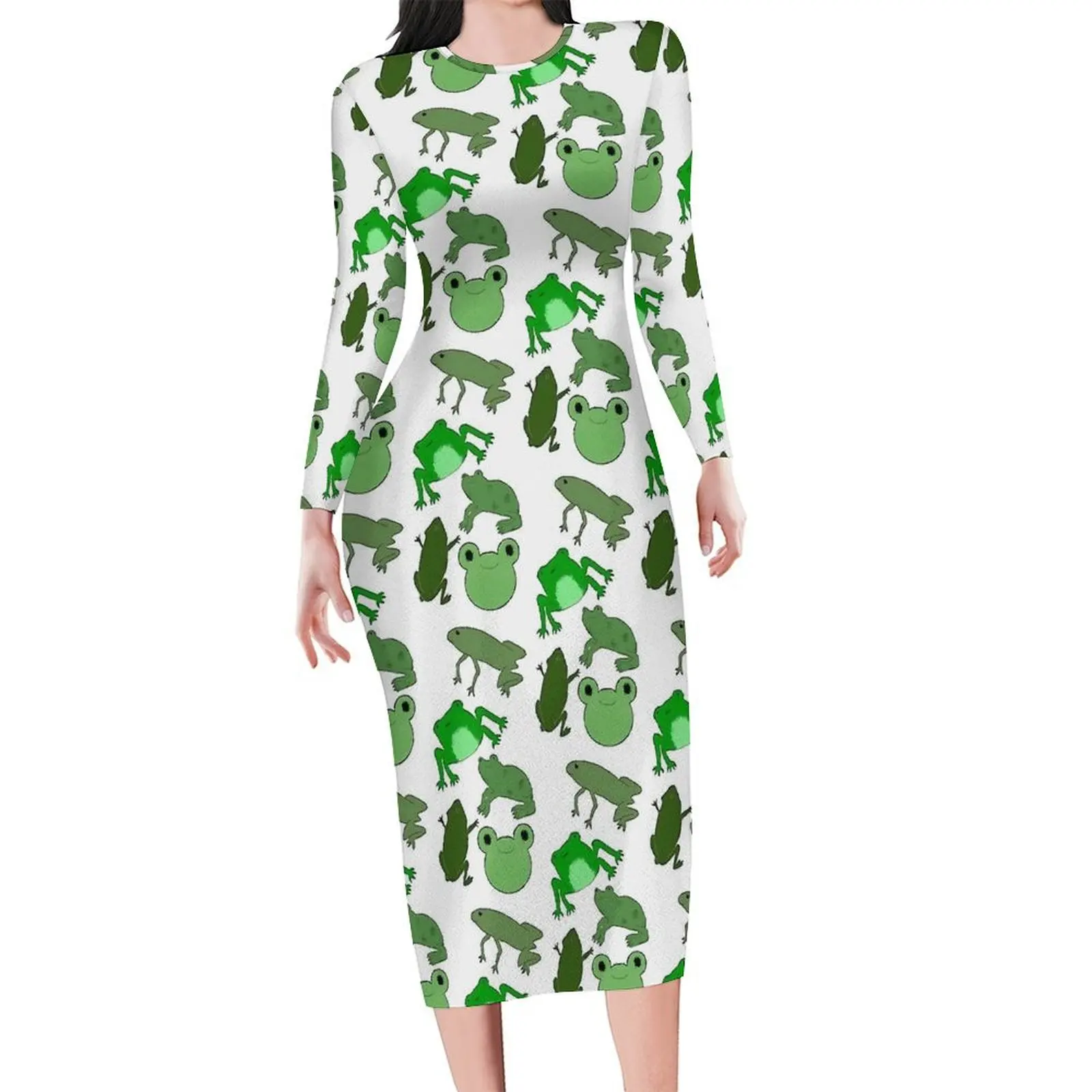 Cute Forgs Bodycon Dress Spring Animal Print Pretty Dresses Ladies Long Sleeve Custom Street Fashion Dress Large Size