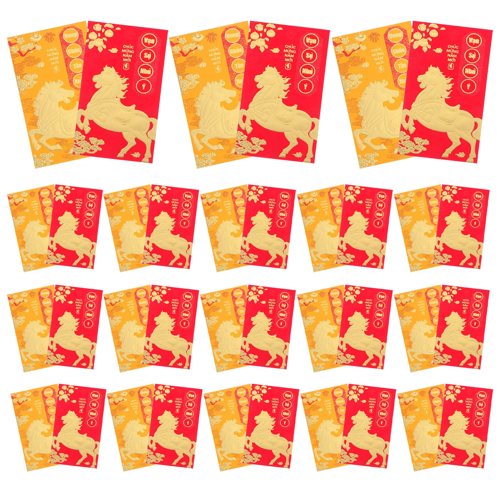 

48Pcs 2026 Year of The Horse Red Envelopes Creative Zodiac Designs Vietnamese New Year Lucky Money Pockets Chinese Red Envelopes