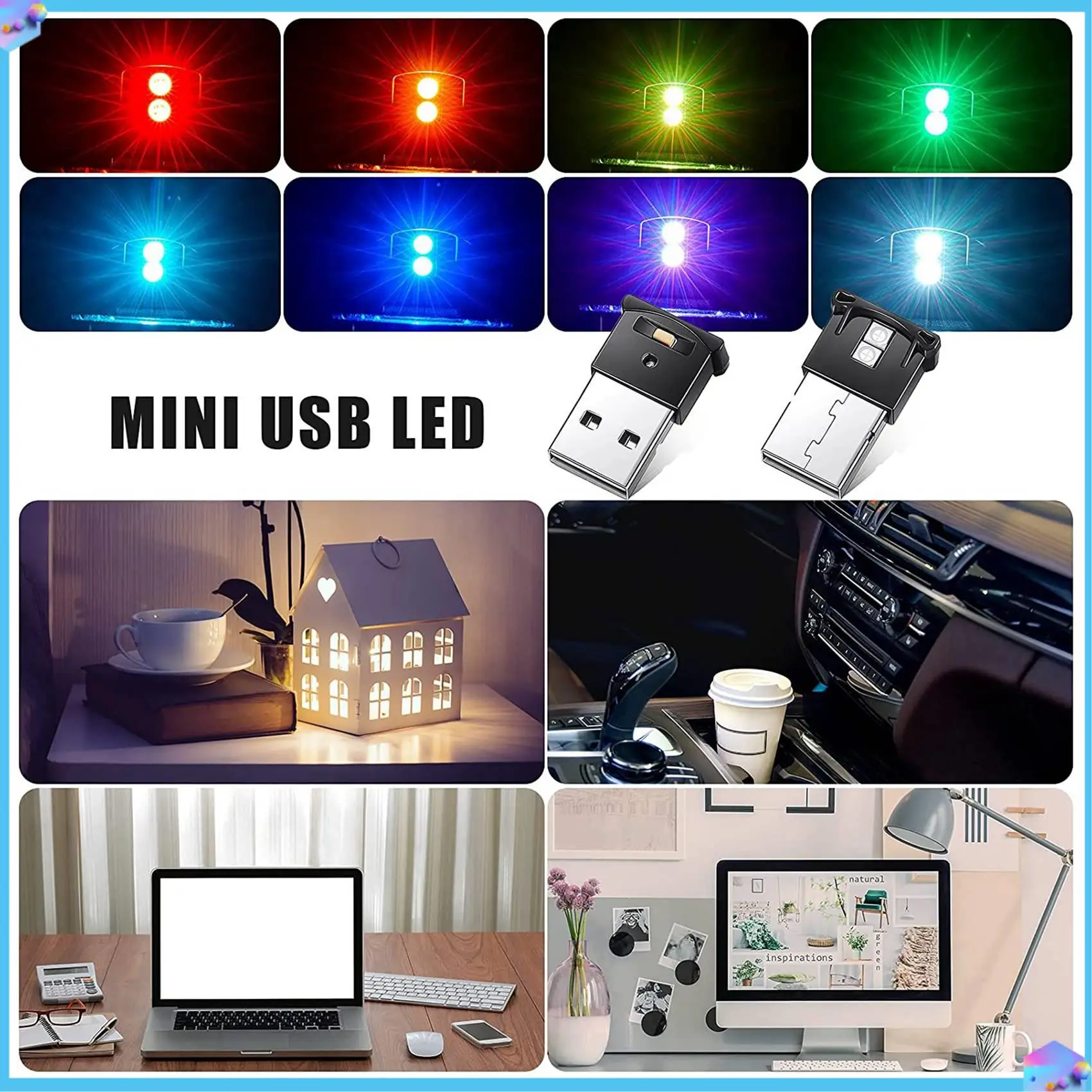 

A43T Mini USB светодиодный светильник, RGB светодиодное внутреннее освещение автомобиля DC 5 В, светильник для клавиатуры ноутбука, украшение для дома и офиса, ночник