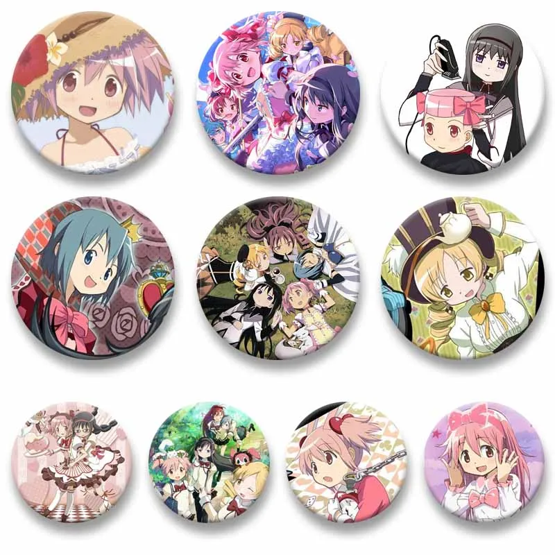 Anime Puella Magi Madoka Magica Badge Cartoon Character Enamel Pins Round Brooch for Backpack Clothes Jewelry Collectible Gifts