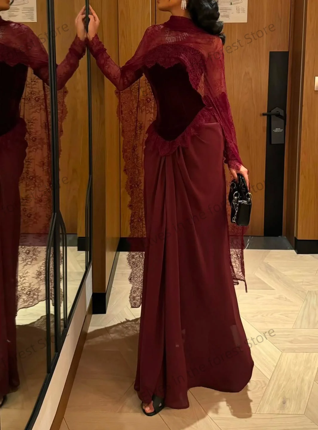 Suknie wieczorowe w stylu vintage, burgundowe, syrenie, z dekoltem w serduszko, szyfonowe, arabskie suknie balowe na urodziny, szyte na miarę, formalne Vestido de Gala