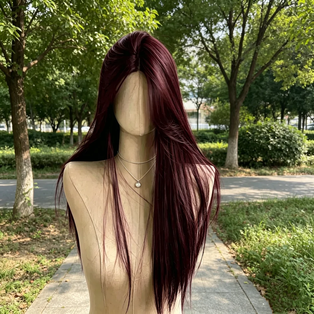 

30 Inch 99J Burgundy Lace Front Human Hair Wig 250% Density Straight Burgundy 13x4 13x6 HD Lace Frontal Wigs Red Wigs For Women