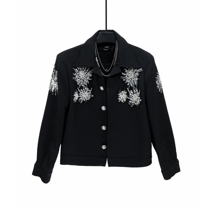 

WVGA Spring Autumn New Man Tide Pearl Sequin Embroidered Trendy Long-Sleeved Jacket Niche Chic Casual Short Coats Ins Y2K W12856